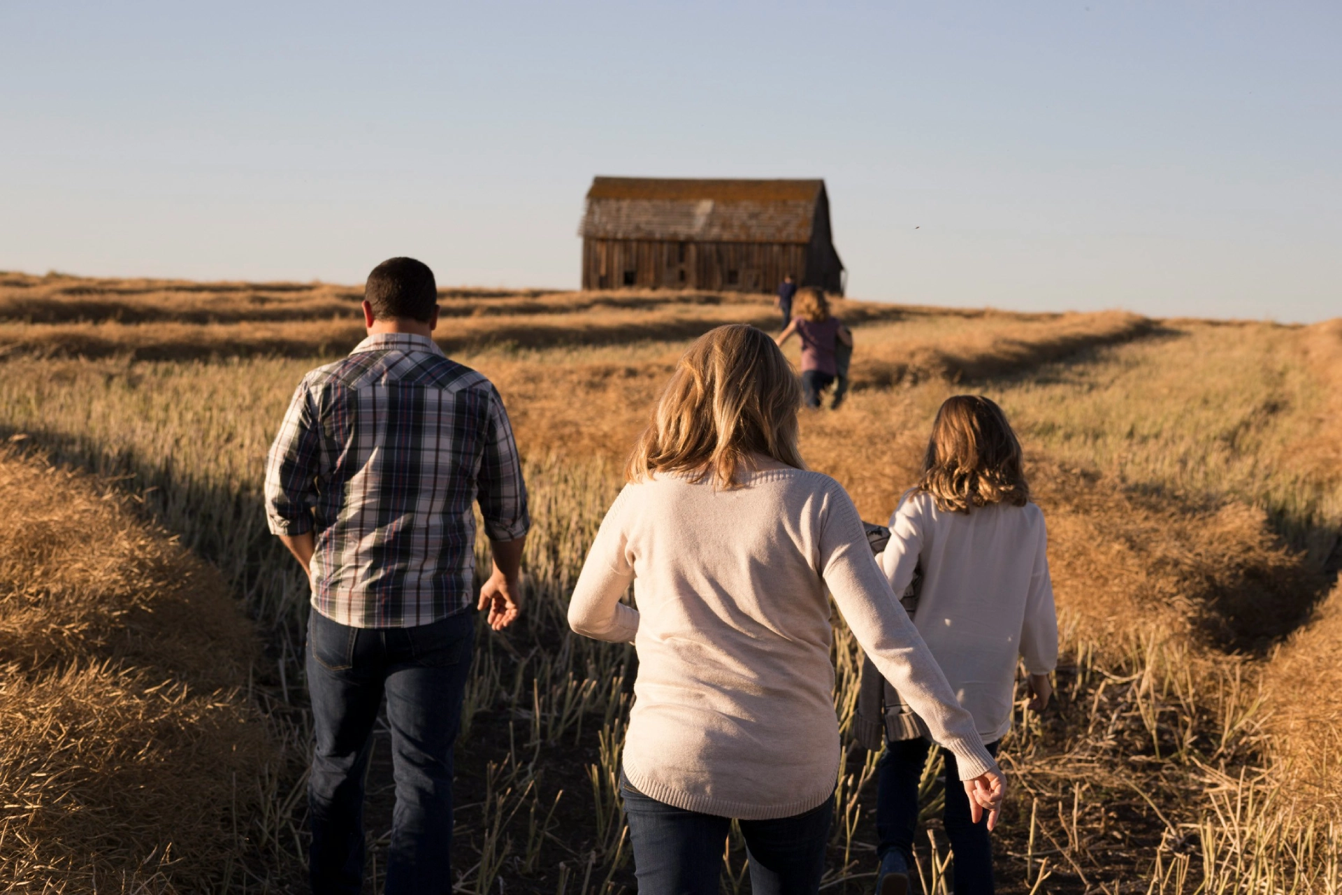 Family members visiting their aggiculture land